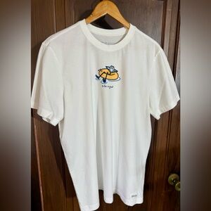 Life Is Good Crusher Tee with Jake on an inner tube